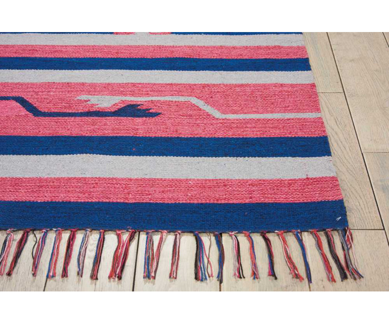 Bungalow Rose Huntingburg Handmade Flatweave Pink/Blue Rug & Reviews
